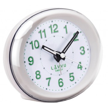 LED budík LAVVU SWEEP LAS2041, perlovo biely, 10cm