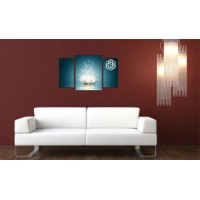 3-dielny obraz s hodinami, LOTUS FLOWER, 60x95cm