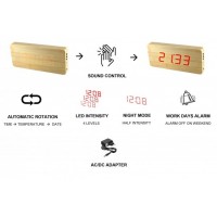 Digitálny LED budík/ hodiny MPM s dátumom a teplomerom 3672.50, red led, 25cm