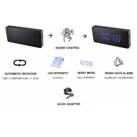 Digitálny LED budík/ hodiny MPM s dátumom a teplomerom 3672, blue led, 25cm