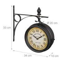 Staničné hodiny obojstranné RD39588 čierna, 22cm