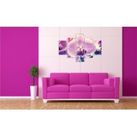 5-dielny obraz s hodinami, Orchidea, 100x70cm