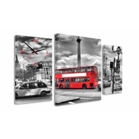 3-dielný obraz s hodinami, LONDON BUS, 95x60cm 3-dielný obraz s hodinami, LONDON BUS, 95x60cm