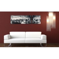 2-dielny obraz s hodinami, Town, 158x46cm 2-dielny obraz s hodinami, Town, 158x46cm