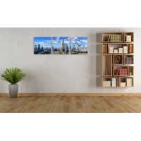 3-dielny obraz s hodinami, Varšava panoráma, 35x105cm 3-dielny obraz s hodinami, Varšava panoráma, 35x105cm