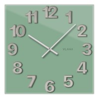 Sklenené štvorcové nástenné hodiny, zelené VCT1109 Glassico 40cm