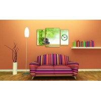 3-dielný obraz s hodinami, Zen 2, 95x60cm 3-dielný obraz s hodinami, Zen 2, 95x60cm