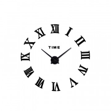 3D Nalepovacie hodiny DIY Clock Roma C2, čierne 90-130cm
