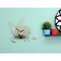Nástenné hodiny DIY, Coffee Time Mirror, 64x43cm