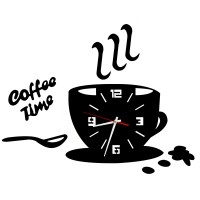 Nástenné hodiny DIY, Coffee Time Black, 64x43cm Nástenné hodiny DIY, Coffee Time Black, 64x43cm