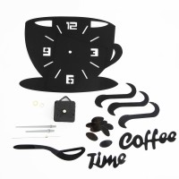 Nástenné hodiny DIY, Coffee Time Black, 64x43cm Nástenné hodiny DIY, Coffee Time Black, 64x43cm