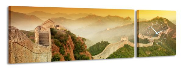 E-shop 2-dielny obraz s hodinami, Čínsky múr, 158x46cm