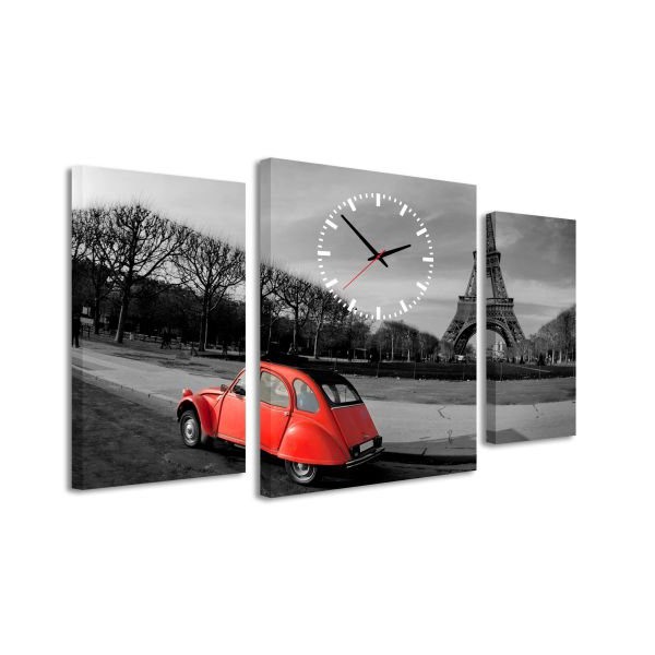 E-shop 3-dielný obraz s hodinami, Paris 2, 95x60cm
