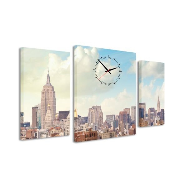 E-shop 3-dielný obraz s hodinami, NYC Downtown, 95x60cm