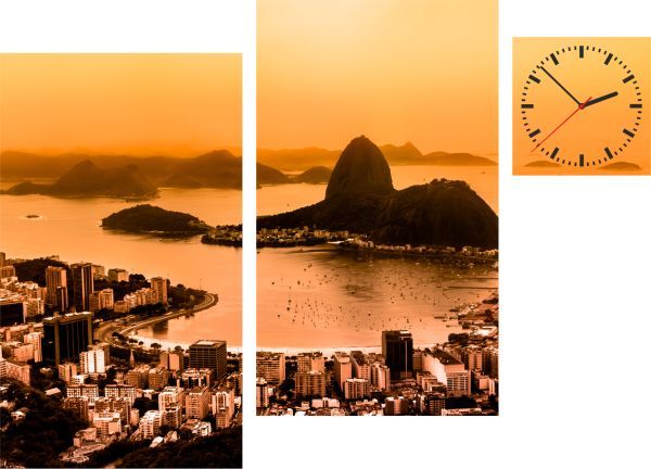 E-shop 3-dielny obraz s hodinami, IRREGULAR RIO