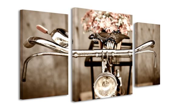 E-shop 3-dielny obraz s hodinami, Bicykel, 60x95cm