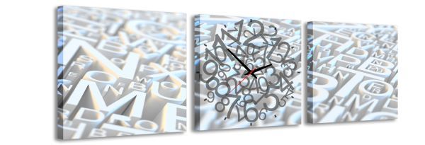 E-shop 3-dielny obraz s hodinami, Čísla, 35x105cm