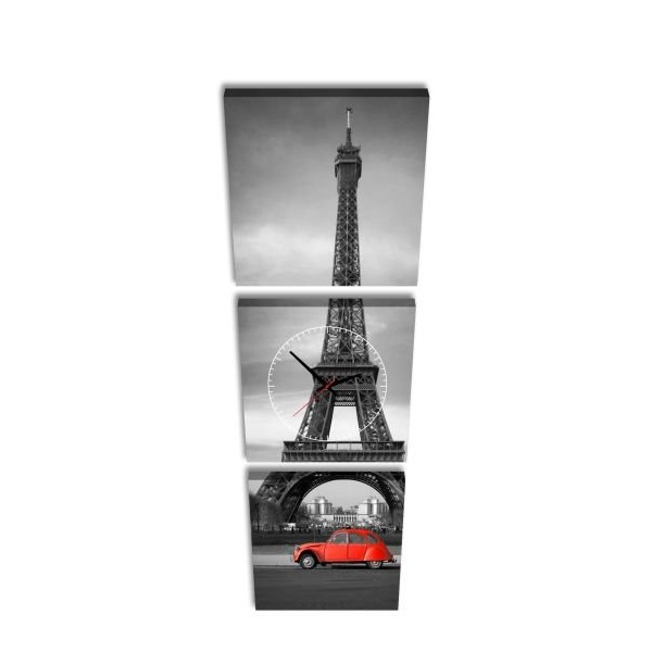 E-shop 3-dielny obraz s hodinami, Paris, 35x105cm