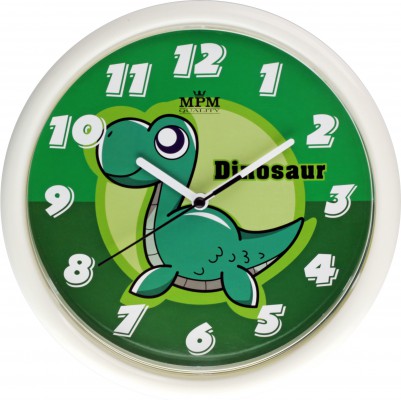 E-shop Detské nástenné hodiny MPM, 3088.0040.SW - biela/zelená, 25cm