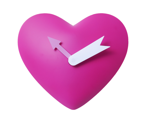 E-shop Detské kyvadlové nástenné hodiny Srdce, ružové, 25cm