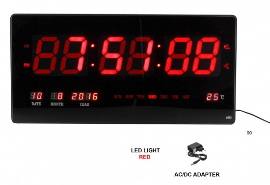 E-shop Digitálne nástenné hodiny MPM, 3566, 45cm, s budíkom, dátumom a