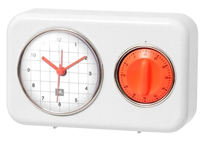 E-shop Kuchynské hodiny s časovačom Nostalgia, biele 17cm