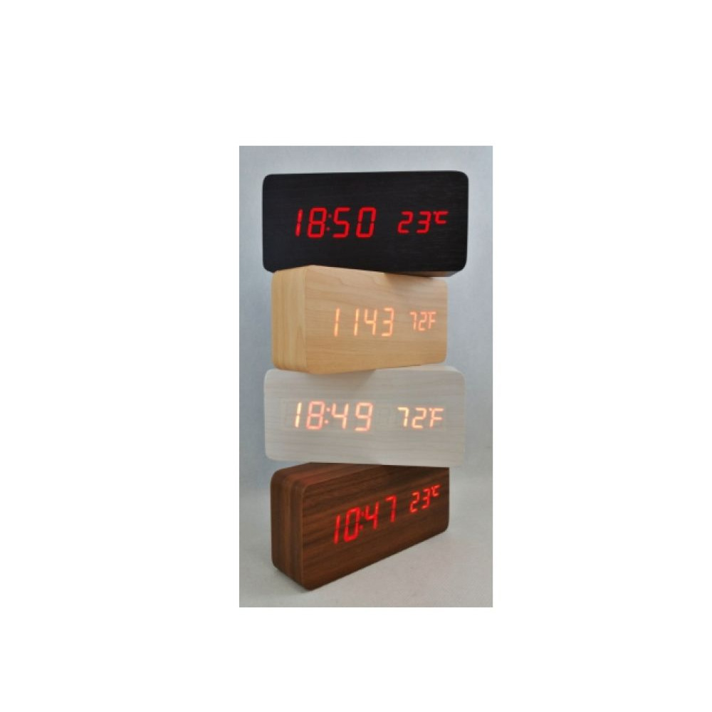 Digitálny LED budík s dátumom a teplomerom EuB8466 biela červené čísla, 15cm