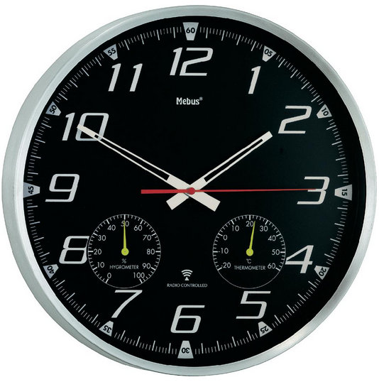 E-shop Nástenné hodiny DCF Mebus s teplomerom a vlhkomerom, 35 cm