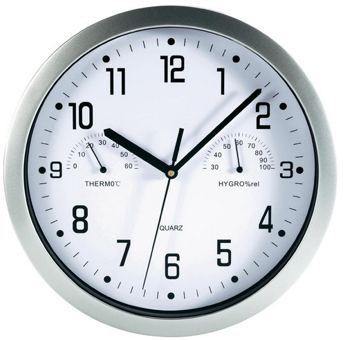 E-shop Nástenné hodiny Mebus s teplomerom a vlhkomerom, 25 cm
