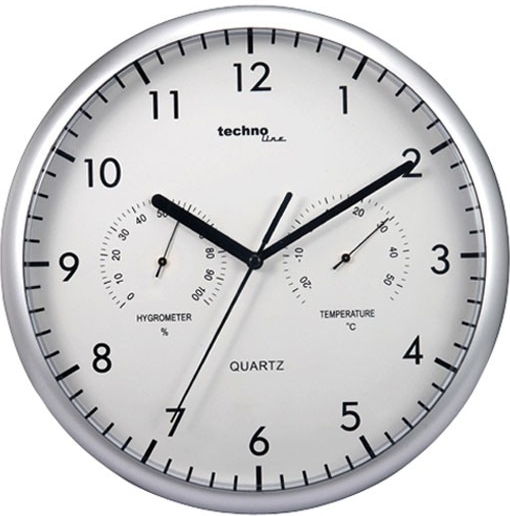 E-shop Nástenné hodiny s teplomerom a vlhkomerom Techno Line, 26 cm