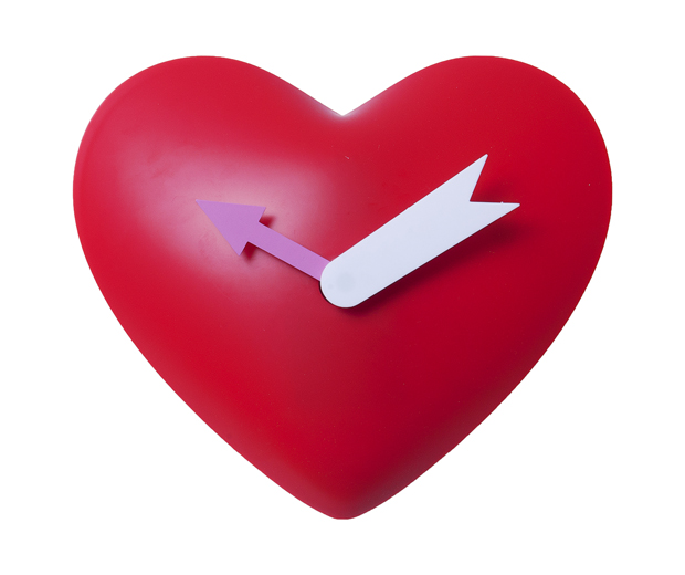 E-shop Nástenné hodiny Heart, červené, 25cm