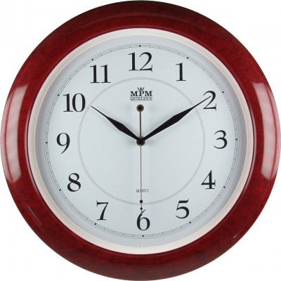 E-shop Nástenné hodiny MPM, 2413.5500.SW - gaštan/biela, 35cm