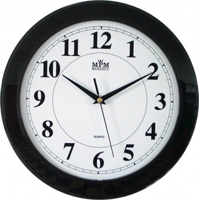 Nástenné hodiny MPM, 2460.90.SW - čierna, 31cm