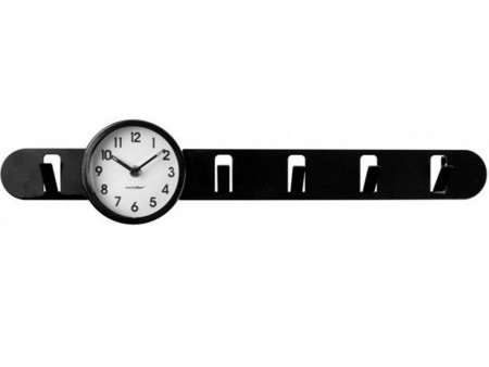 E-shop Nástenný vešiak s hodinami Balvi Clock In čierny