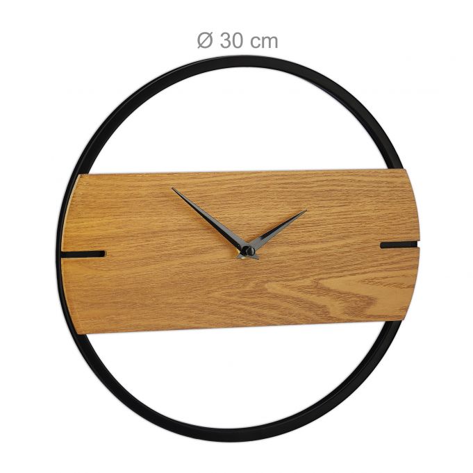 E-shop Moderné nástenné hodiny drevo a kov RD4281, čierne