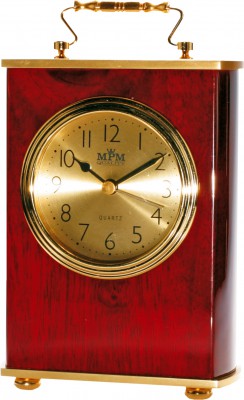 E-shop Stolové hodiny MPM, 2839.55, gold - gaštan, 18cm