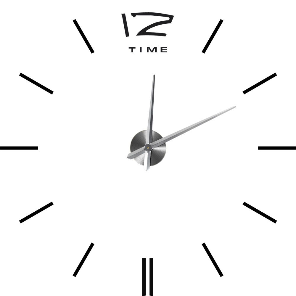 E-shop 3D Nalepovacie hodiny DIY Clock BIG Time Espa, Čierne 80-130cm