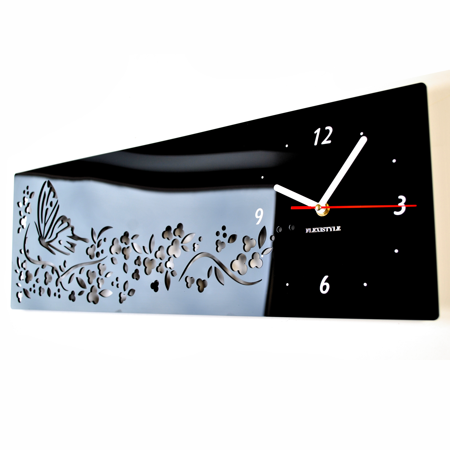 E-shop 3D hodiny Motýle SWEEP z37n, čierne 60cm