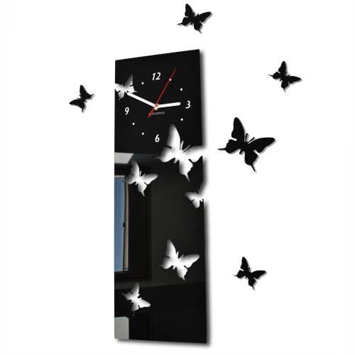 E-shop 3D Nalepovacie hodiny Motýle SWEEP z39an, čierne 60cm