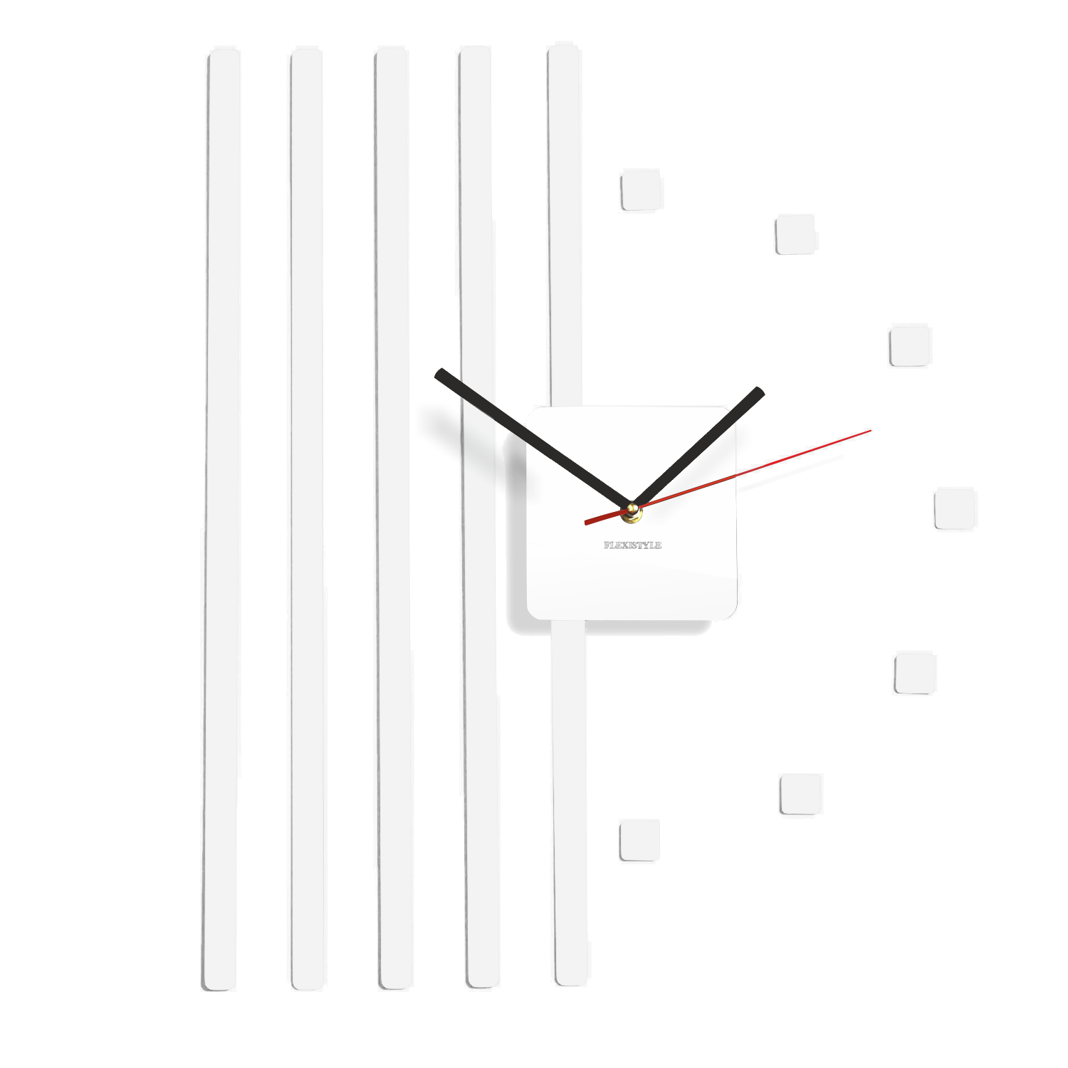 E-shop Nástenné akrylové hodiny štvorce Flex z10b, 58 cm, biele