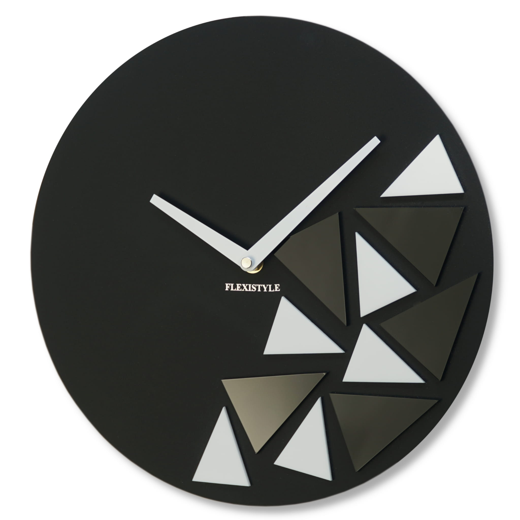 E-shop Nástenné akrylové hodiny Triangles Flex z205-1, 30 cm, čierne matné