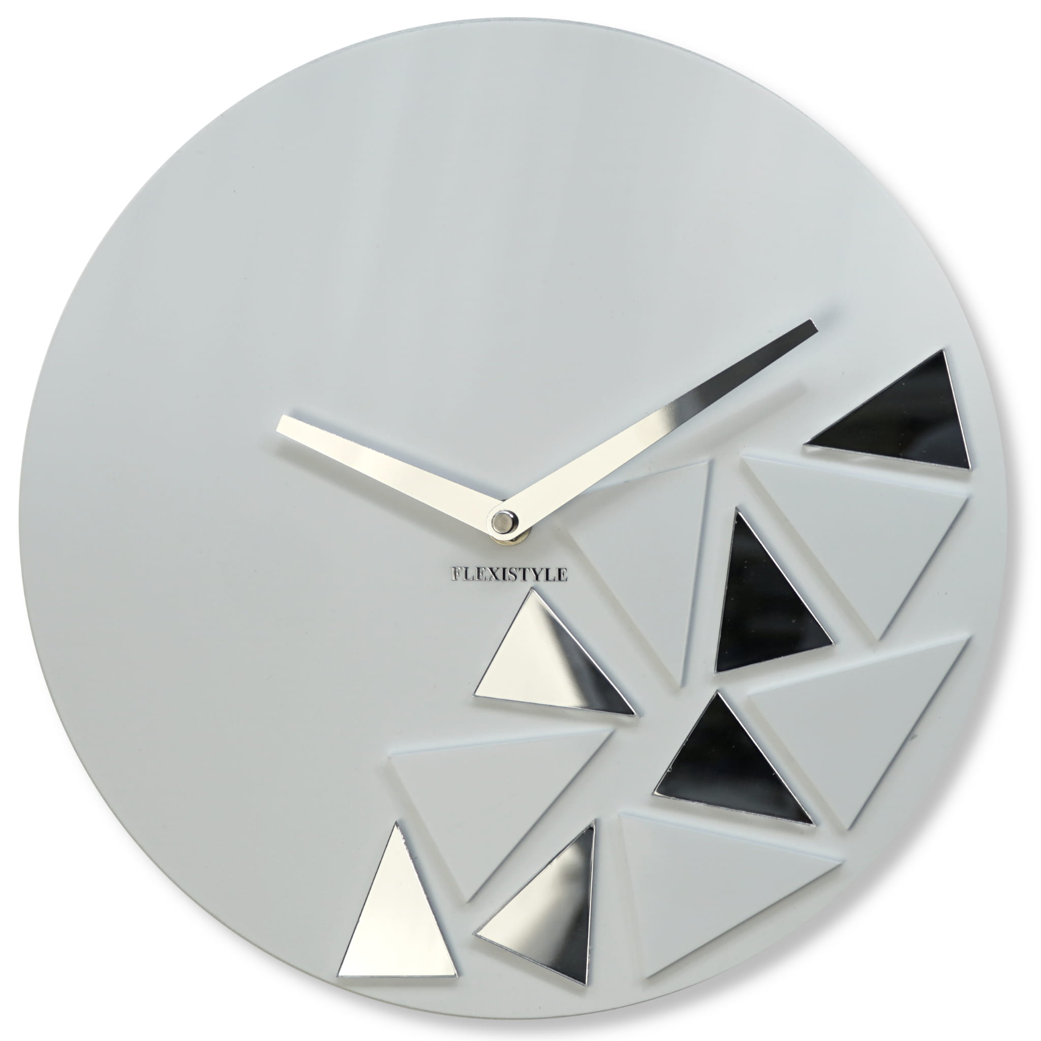 E-shop Nástenné akrylové hodiny Triangles Flex z205-2, 30 cm, biele matné