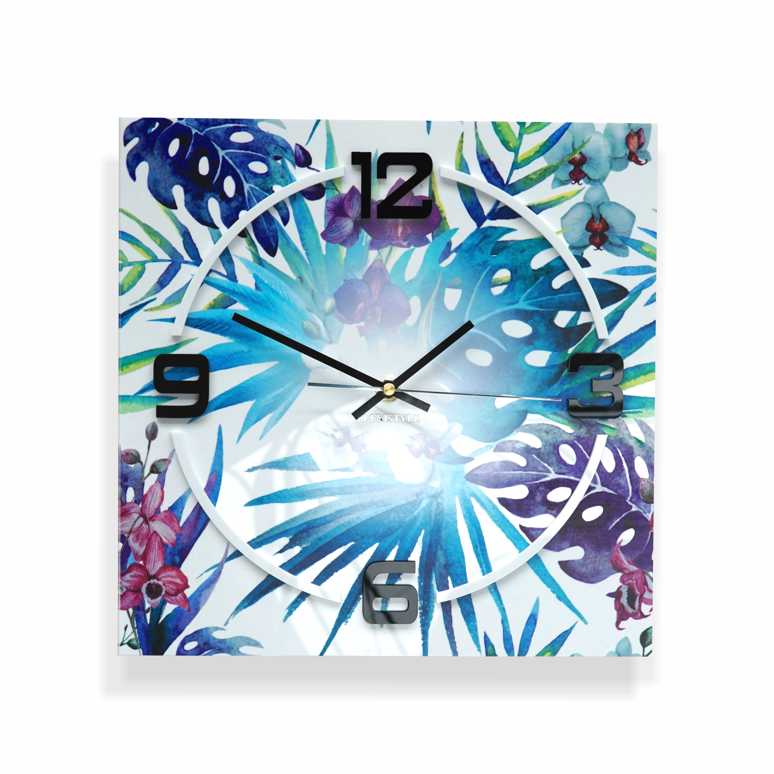 E-shop Nástenné akrylové hodiny Tropical Monstera Flex z6a-1-0, 30 cm
