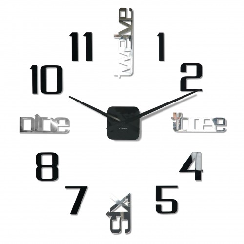 3D Nalepovacie hodiny DIY ADMIRABLE XL Sweep 40F-1, čierne 100-130cm
