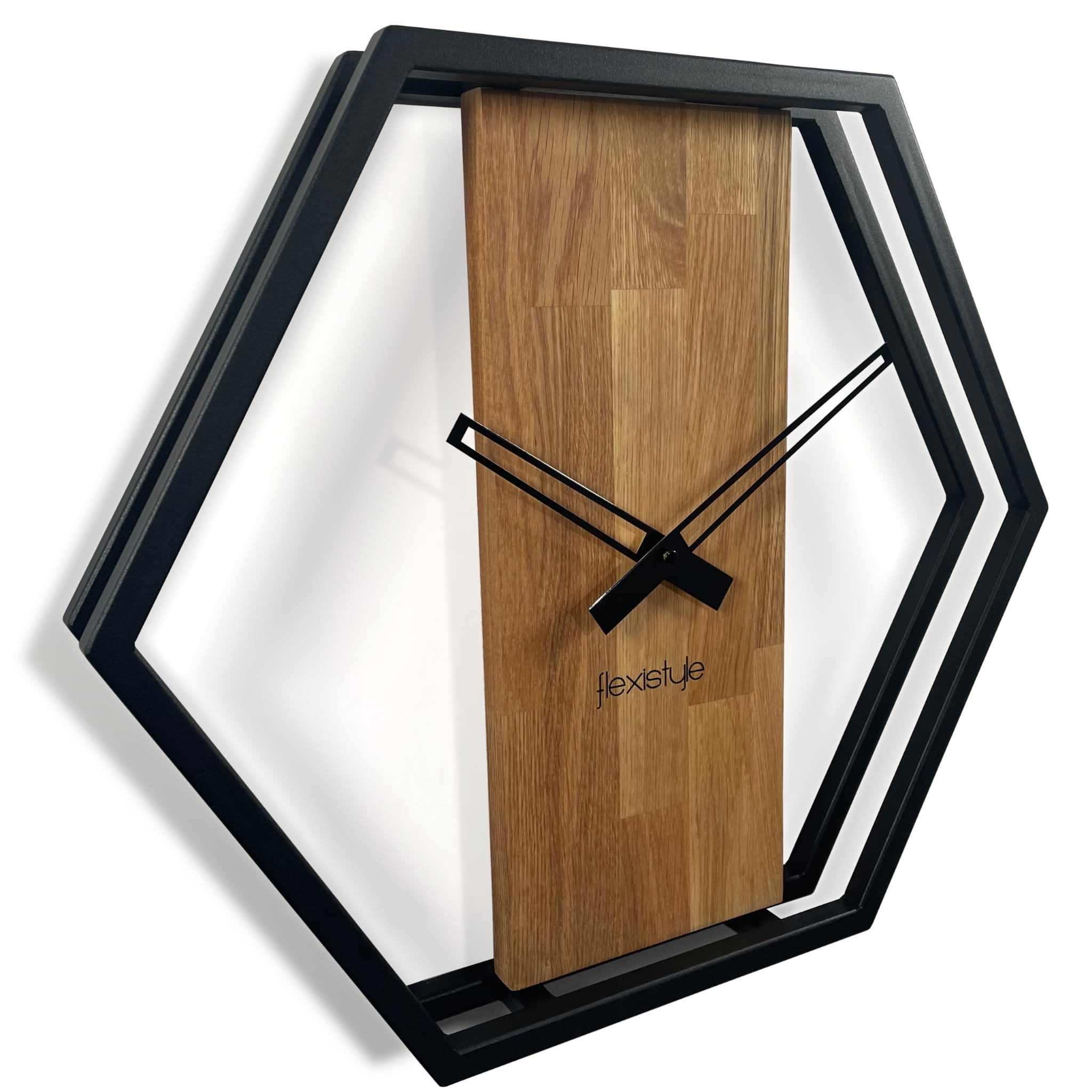 E-shop Dubové hodiny Loft Hexagon kovové 50cm, z231