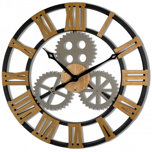 E-shop Dizajnové nástenné hodiny Industrial z229-11ad 80 cm, čierne