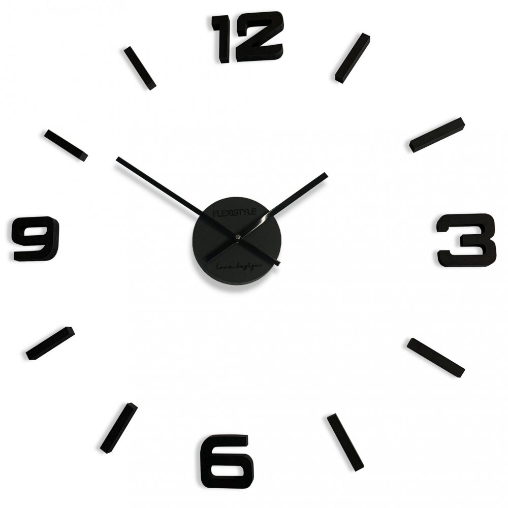 E-shop 3D Nalepovacie hodiny Diy Admirable Sweep Eko z254g-2, čierne 75cm