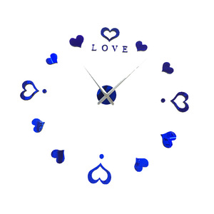 E-shop 3D Nalepovacie hodiny DIY Clock Love, modré 80-130cm