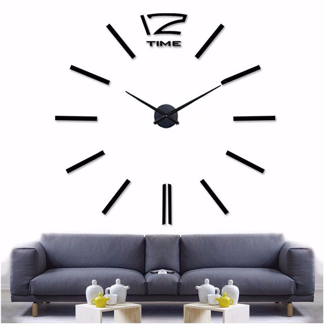 E-shop 3D Nalepovacie hodiny DIY Clock 12 Time Black L 80-120cm