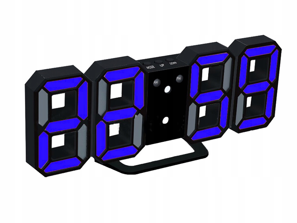 E-shop Modré LED hodiny s budíkom VG 458N, 23 cm